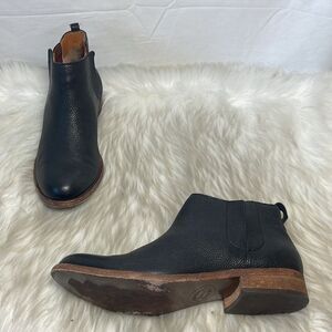 Kork-Ease Velma Black Textured Leather Side Zip Distressed Heel Booties …